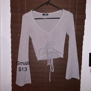 Grey bell sleeves top